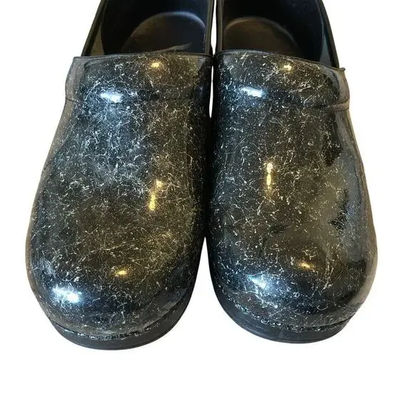 Dansko Womens Splatter Paint Shoes Sz 8 Black Comfy Work Teacher Comfy Casual - Picture 2 of 11